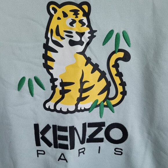 NEW KENZO KIDS Ecru Tiger Logo Hoodie Size 12A - Picture 2 of 5